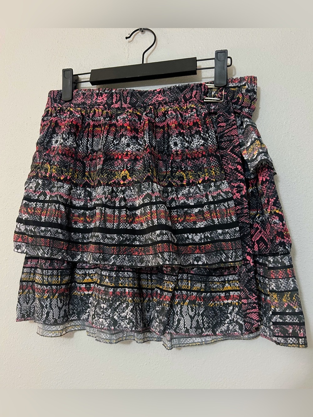IRO Snakeskin Maximalist Patterned Ruffle Mini Skirt